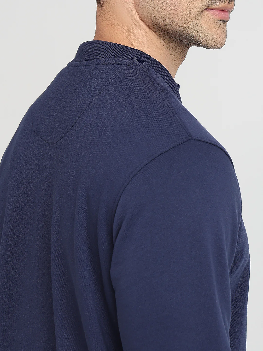 Raymond Men Blue Solid Regular Fit Cotton Blend Sweatshirt - Image 7