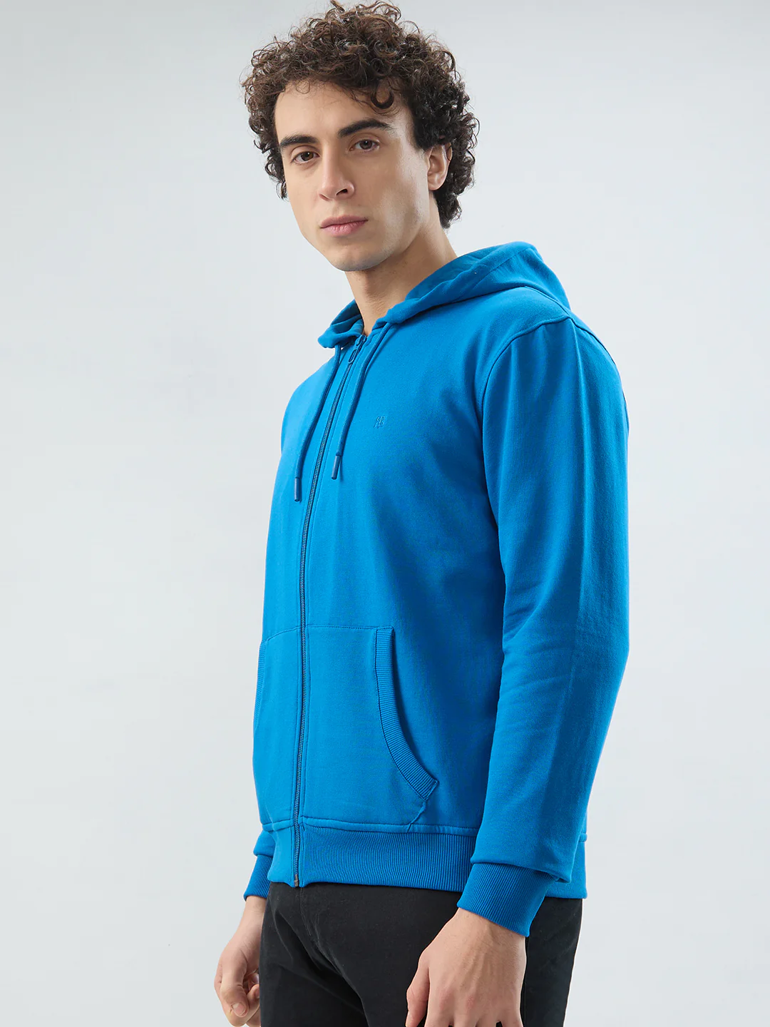 Raymond Men Blue Solid Regular Fit Cotton Blend Sweatshirt - Image 3