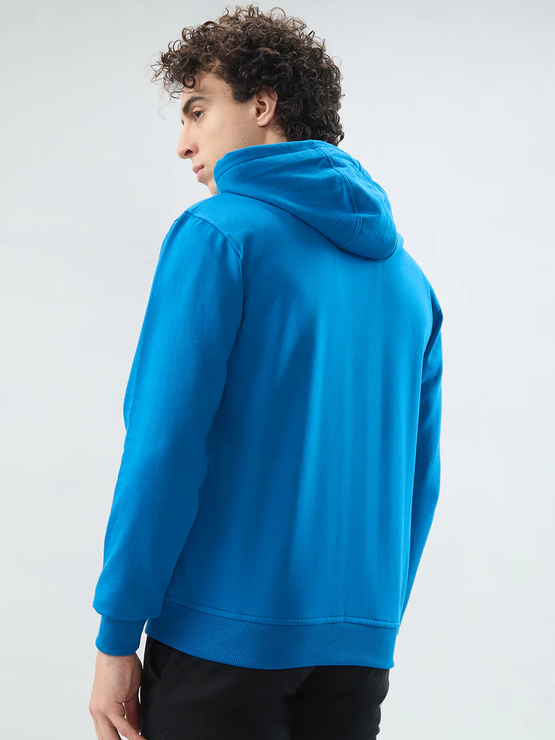 Raymond Men Blue Solid Regular Fit Cotton Blend Sweatshirt - Image 4