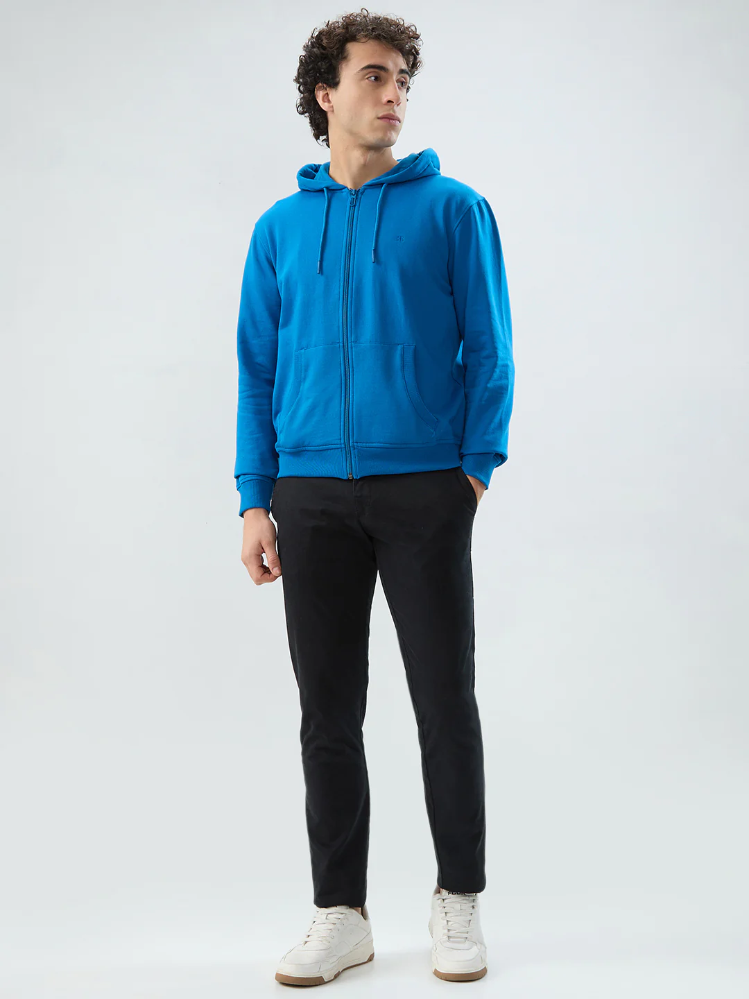 Raymond Men Blue Solid Regular Fit Cotton Blend Sweatshirt - Image 5
