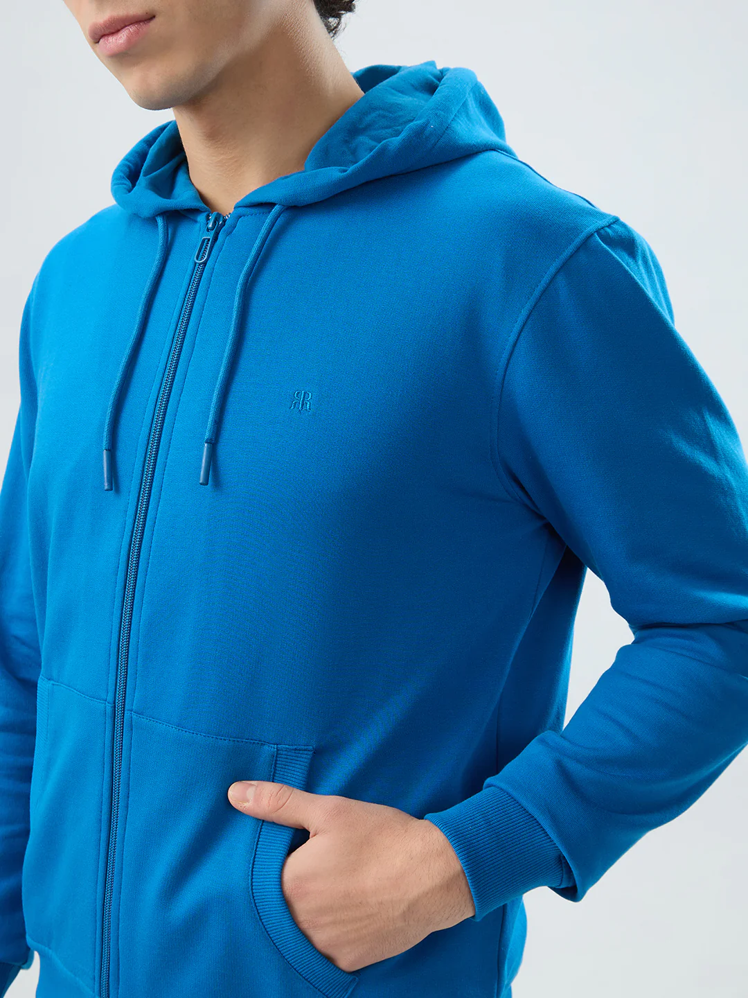 Raymond Men Blue Solid Regular Fit Cotton Blend Sweatshirt - Image 6