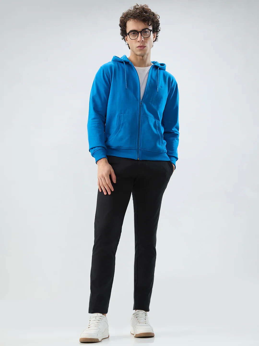 Raymond Men Blue Solid Regular Fit Cotton Blend Sweatshirt - Image 7