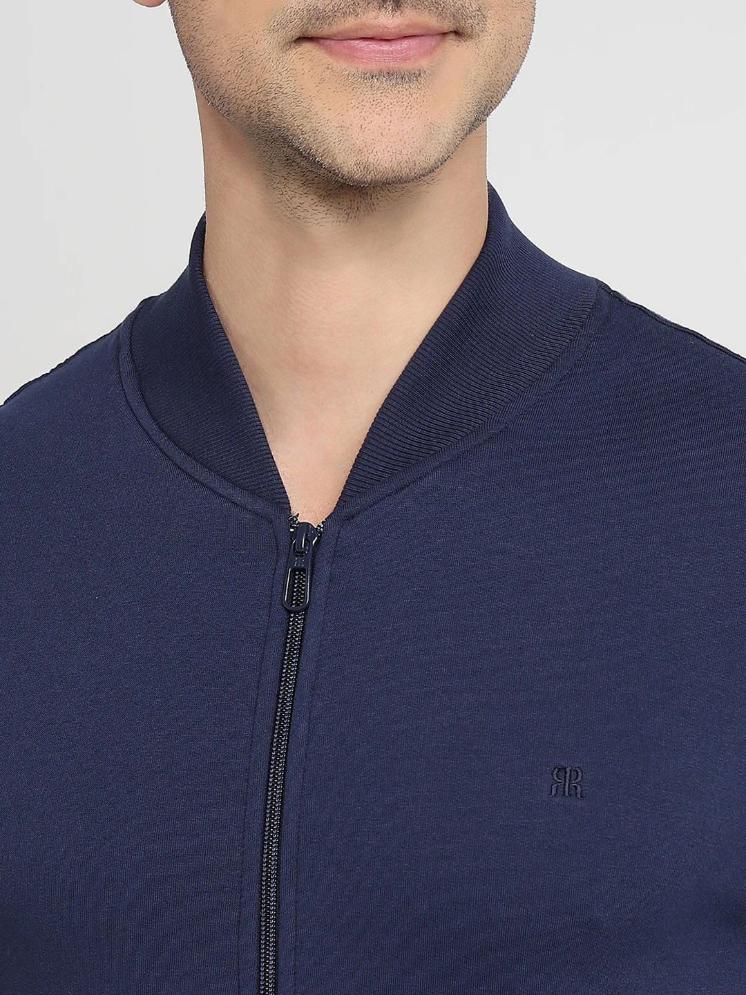 Raymond Men Blue Solid Regular Fit Cotton Blend Sweatshirt - Image 6