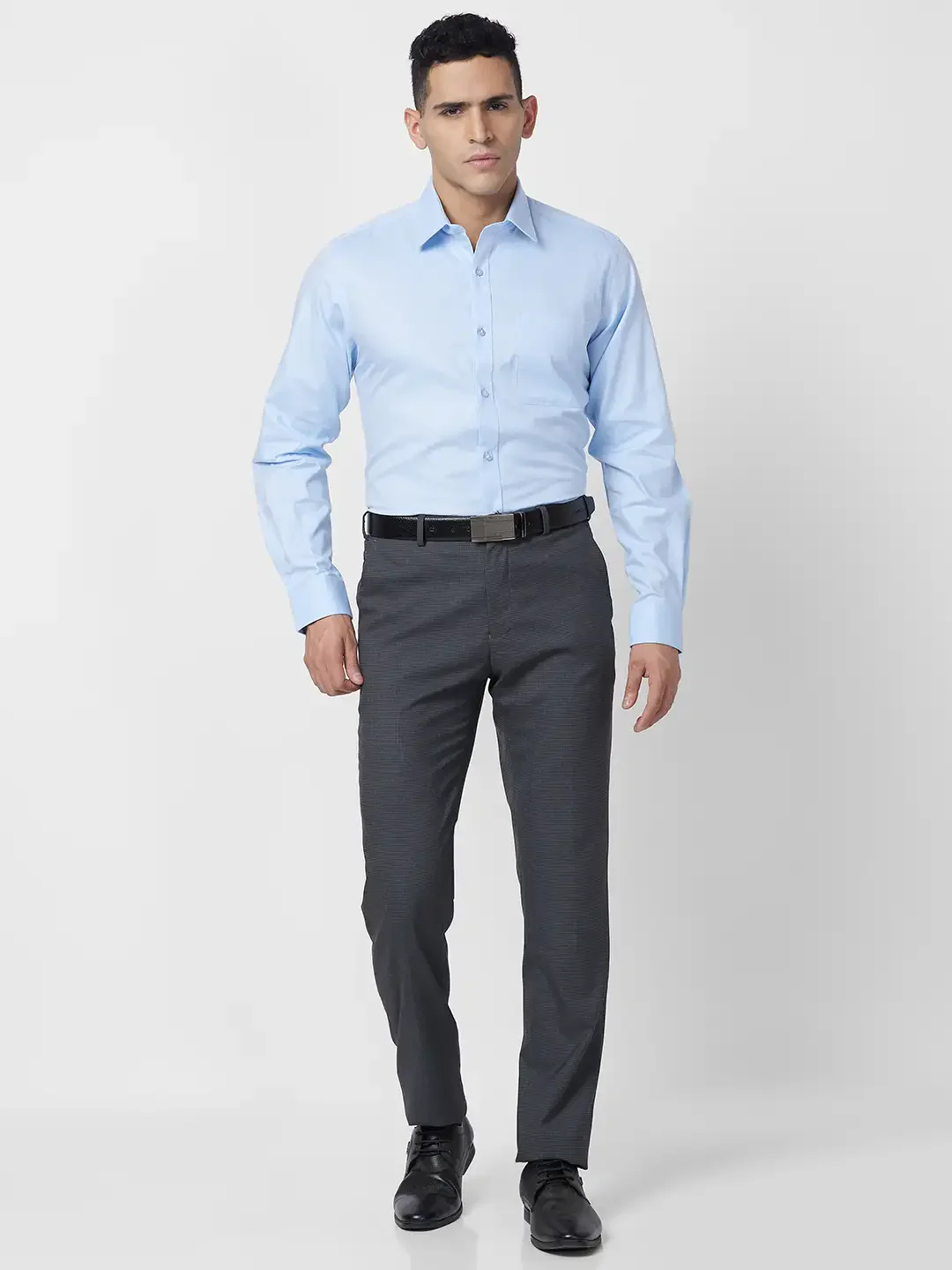 Raymond Men Blue Solid Regular Fit Cotton Shirt - Image 5