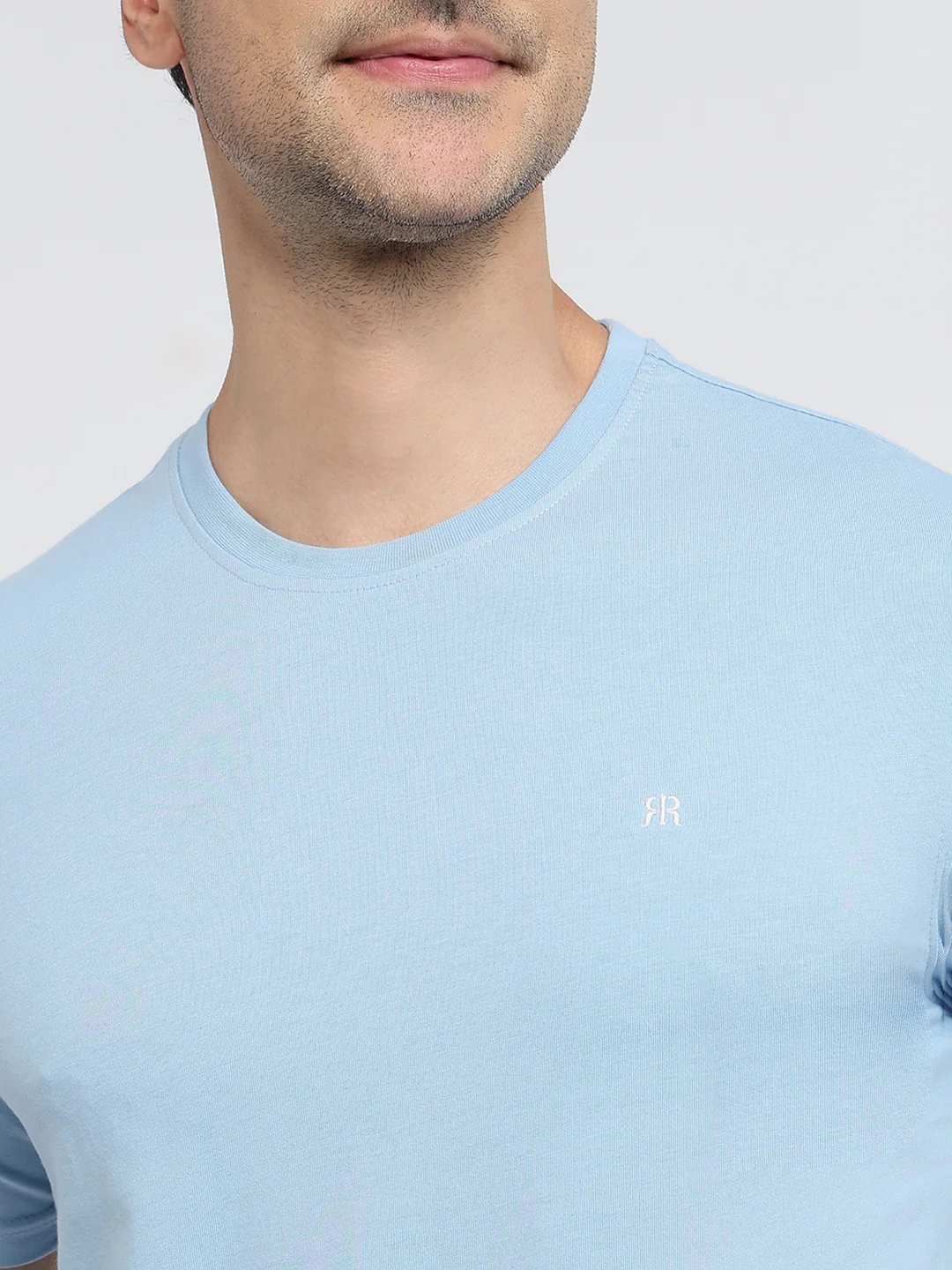 Raymond Men Blue Solid Regular Fit Cotton T-shirt - Image 6