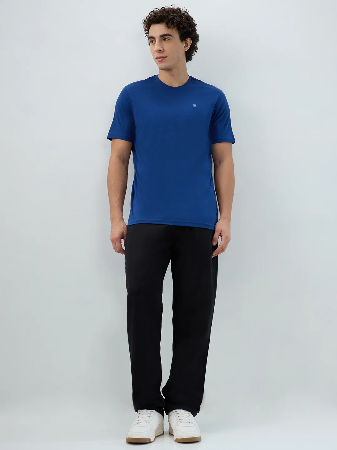 Raymond Men Blue Solid Regular Fit Cotton T-shirt - Image 6
