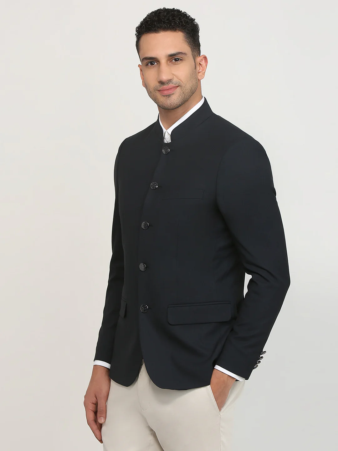 Raymond Men Blue Solid Regular Fit Polyester Blend Blazer - Image 2