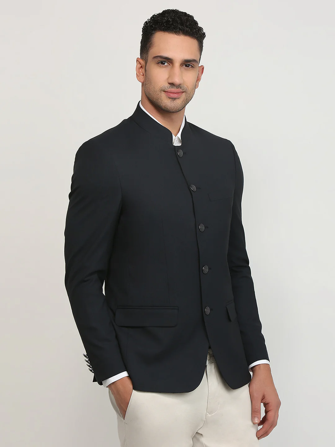 Raymond Men Blue Solid Regular Fit Polyester Blend Blazer - Image 3
