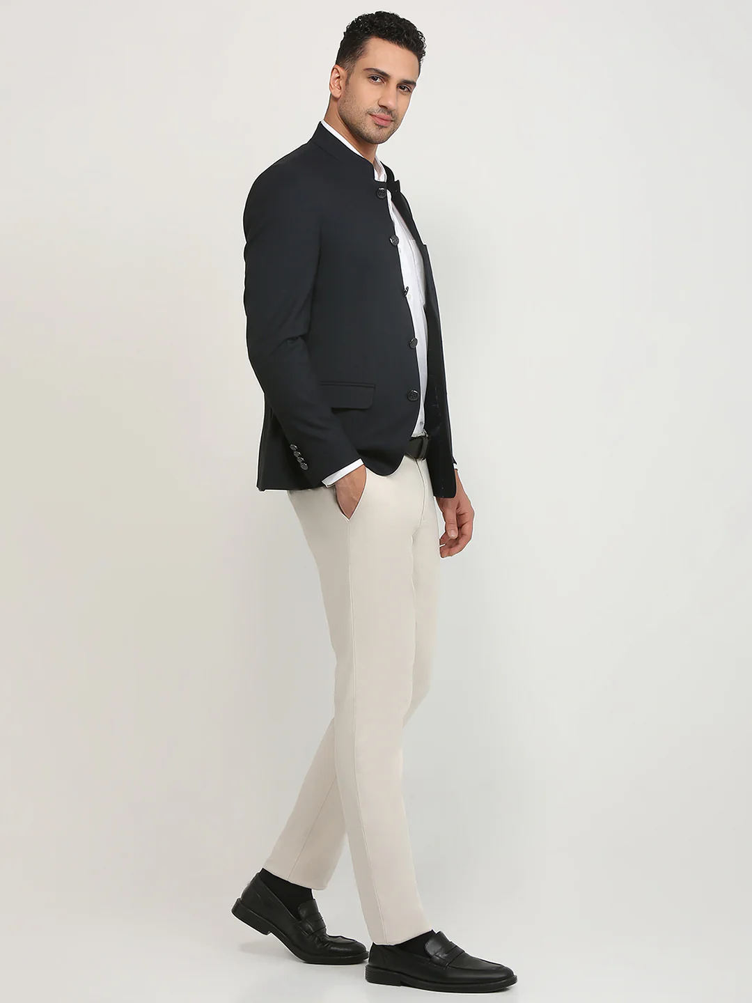 Raymond Men Blue Solid Regular Fit Polyester Blend Blazer - Image 5