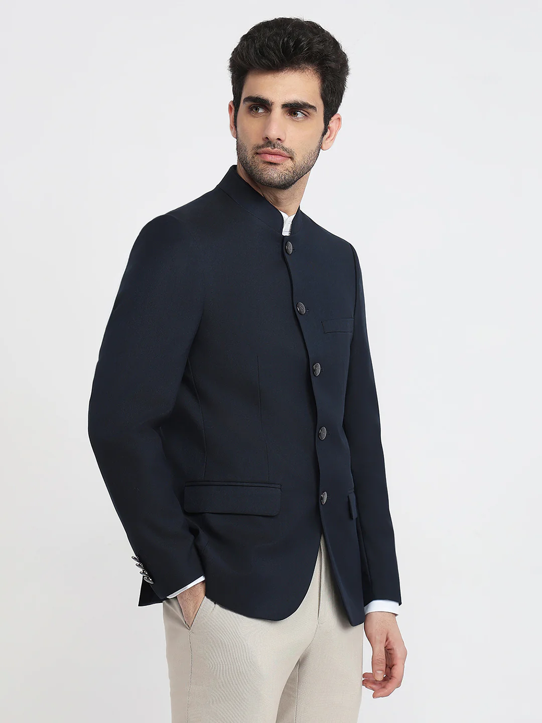 Raymond Men Blue Solid Regular Fit Polyester Blend Blazer - Image 3