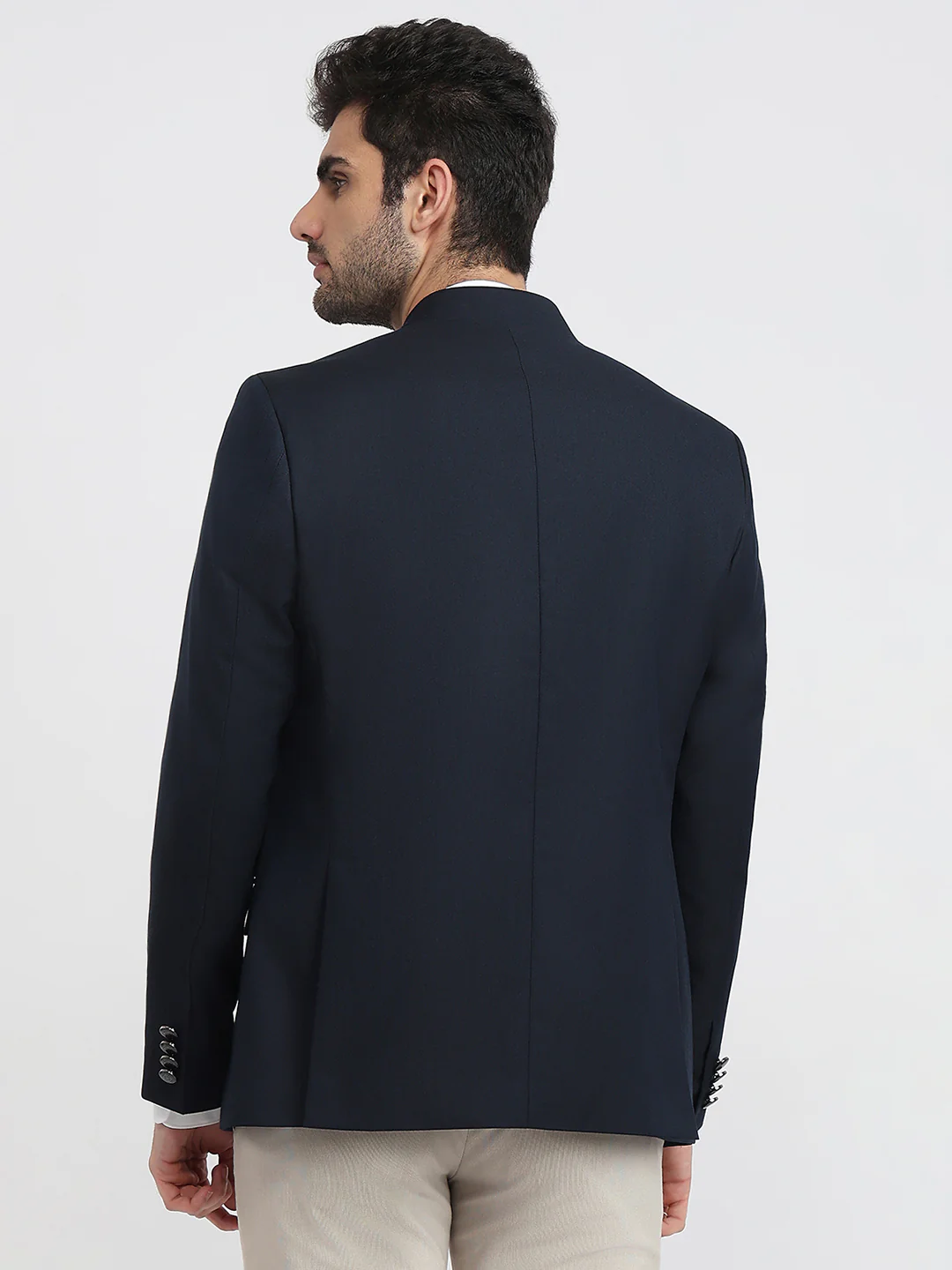 Raymond Men Blue Solid Regular Fit Polyester Blend Blazer - Image 4