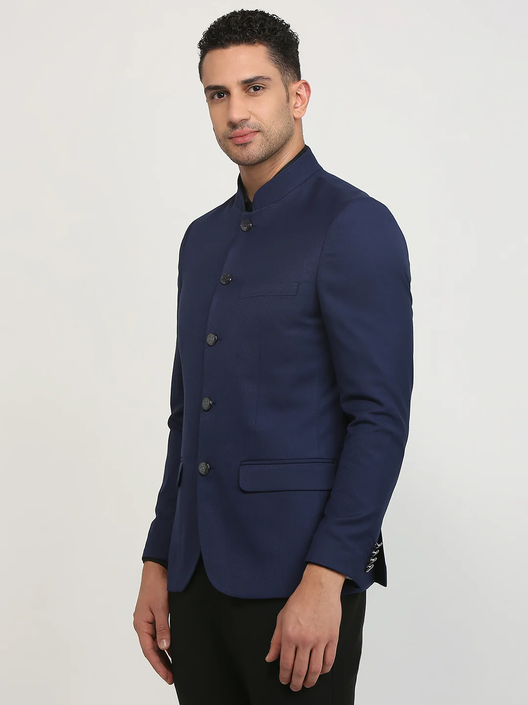 Raymond Men Blue Solid Regular Fit Polyester Blend Blazer - Image 2