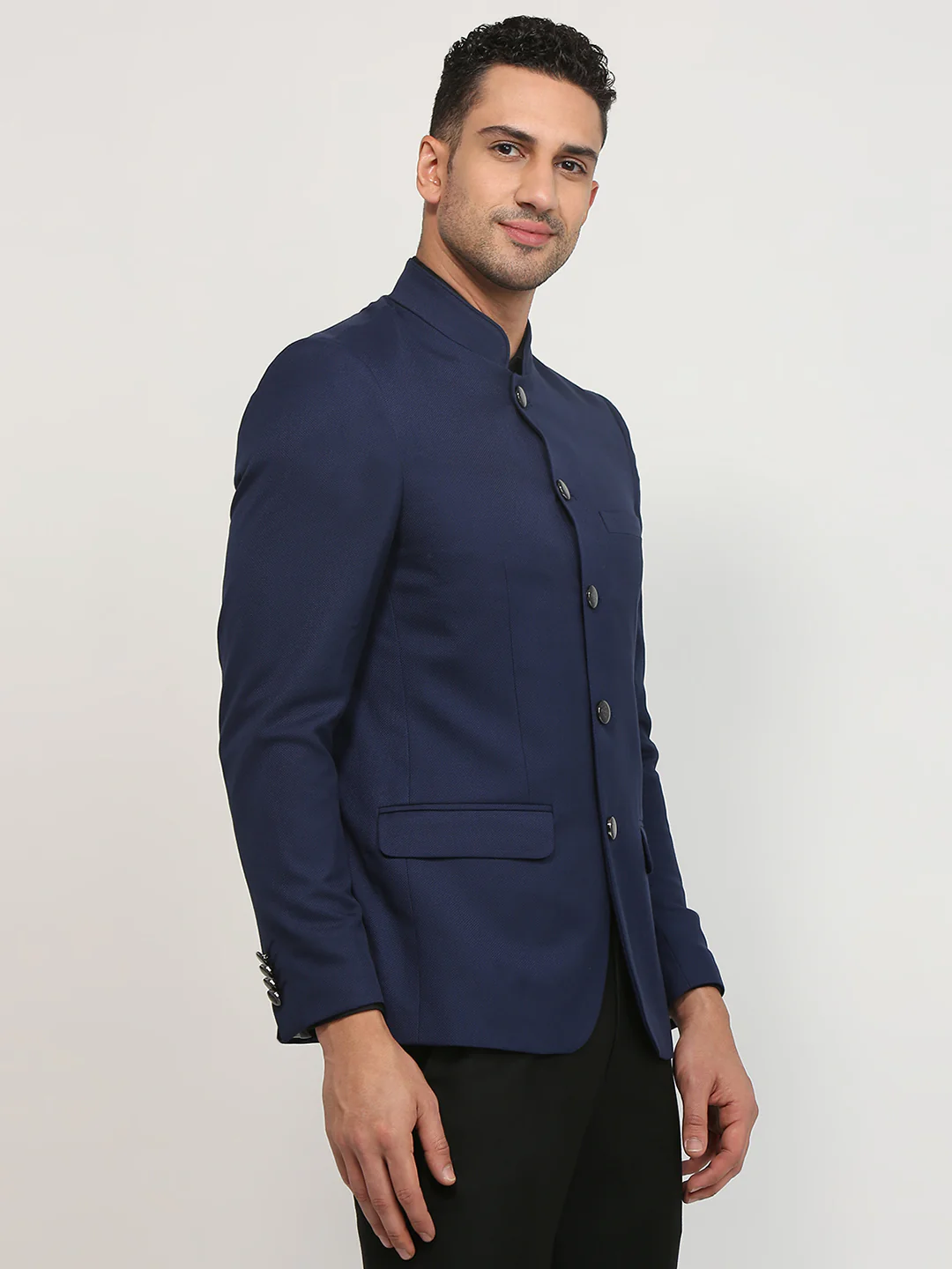 Raymond Men Blue Solid Regular Fit Polyester Blend Blazer - Image 3