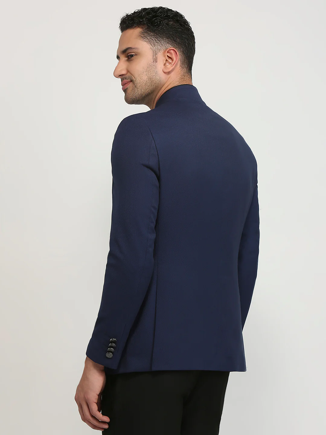 Raymond Men Blue Solid Regular Fit Polyester Blend Blazer - Image 4