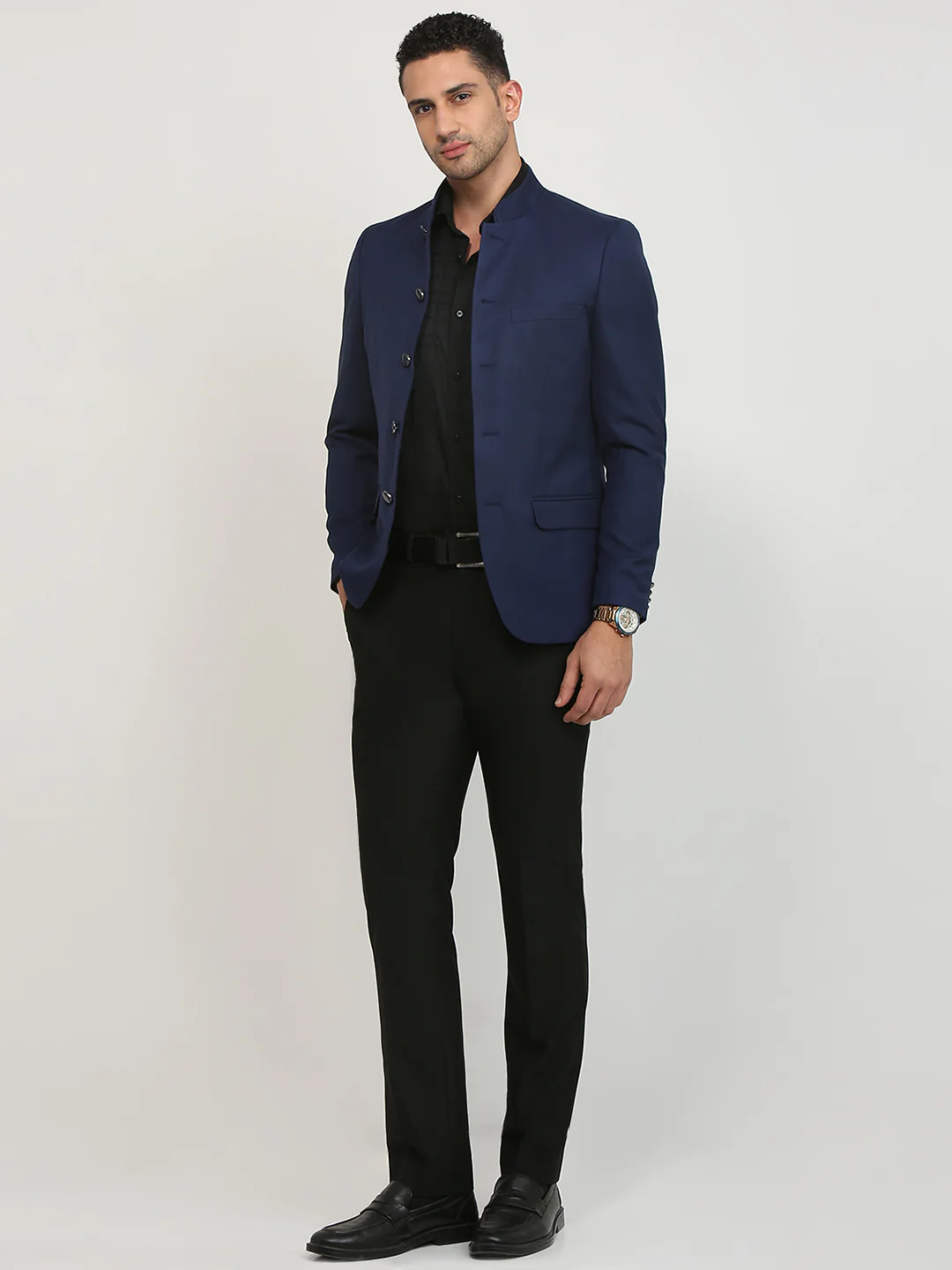 Raymond Men Blue Solid Regular Fit Polyester Blend Blazer - Image 5