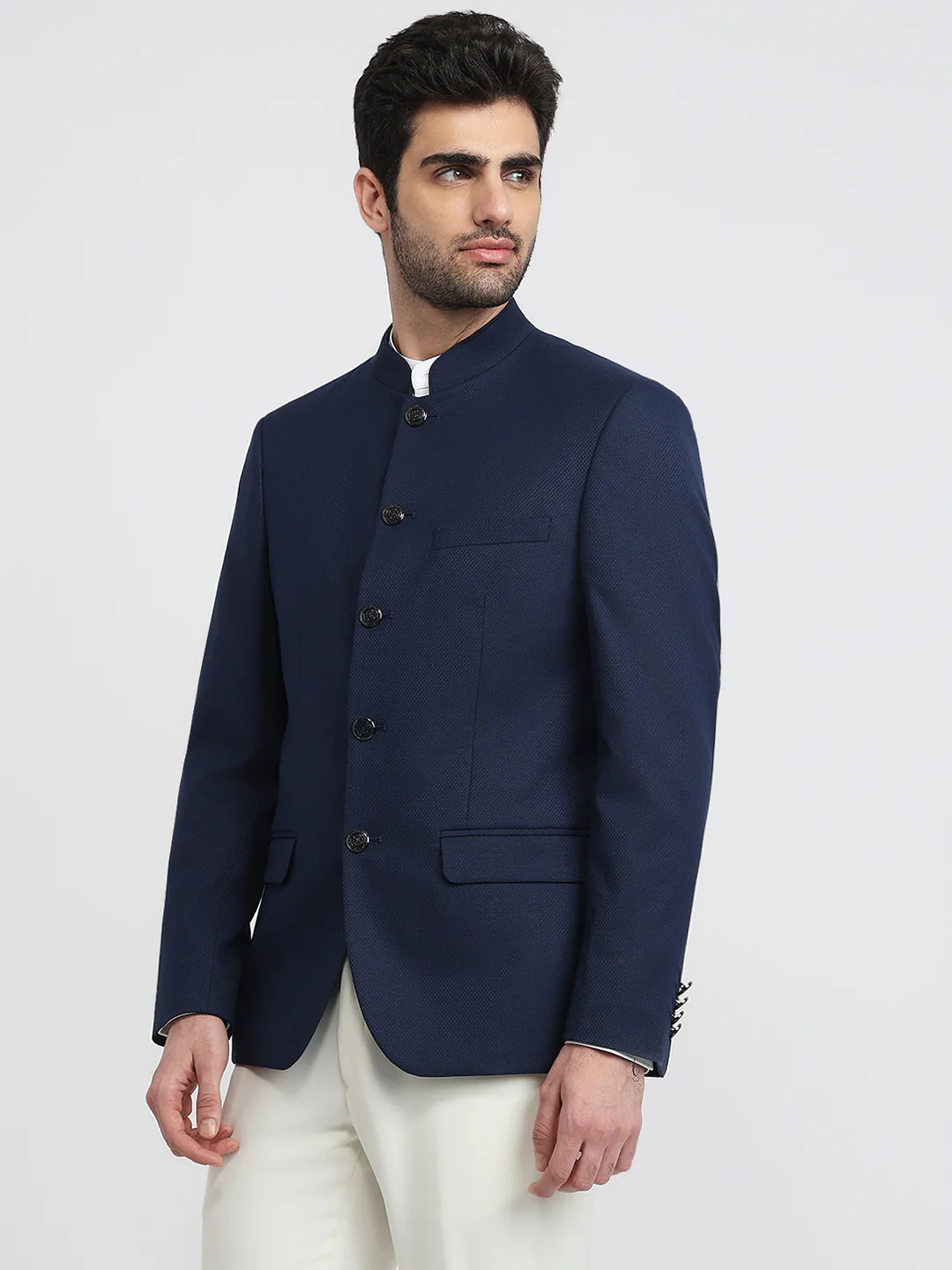 Raymond Men Blue Solid Regular Fit Polyester Blend Blazer - Image 2