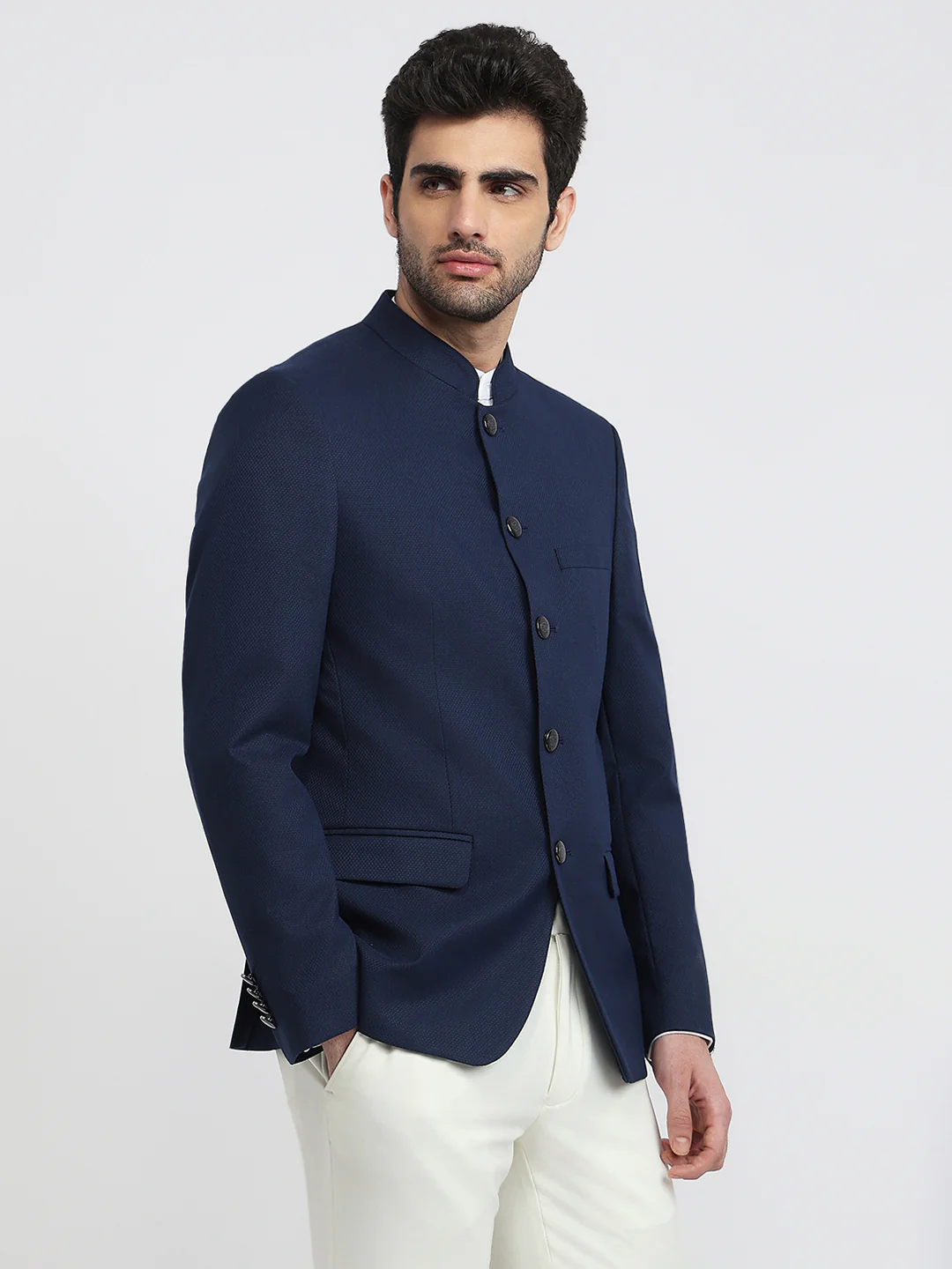 Raymond Men Blue Solid Regular Fit Polyester Blend Blazer - Image 3