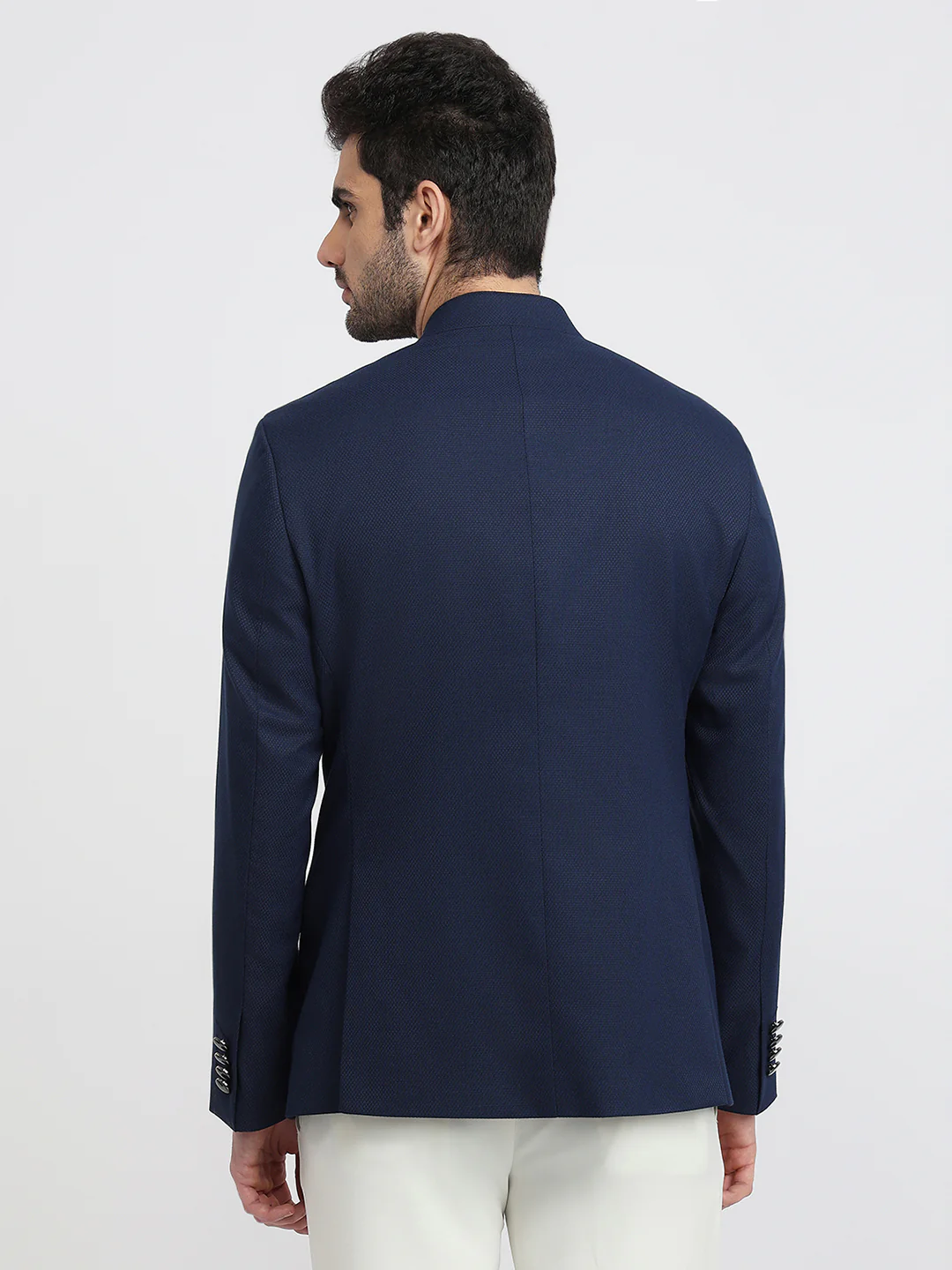 Raymond Men Blue Solid Regular Fit Polyester Blend Blazer - Image 4