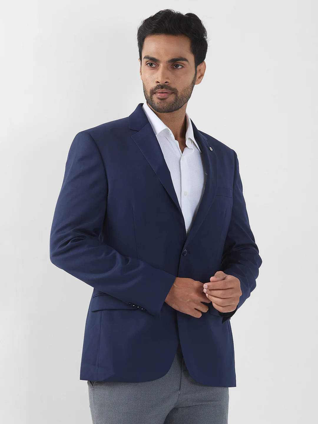 Raymond Men Blue Solid Regular Fit Polyester Blend Blazer - Image 2