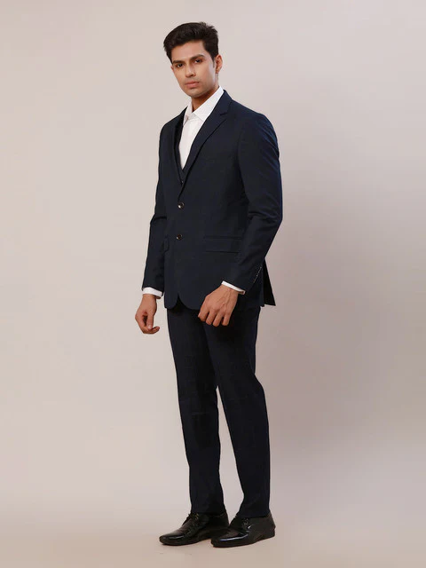 Raymond Men Blue Solid Regular Fit Polyester Blend Suit - Image 2