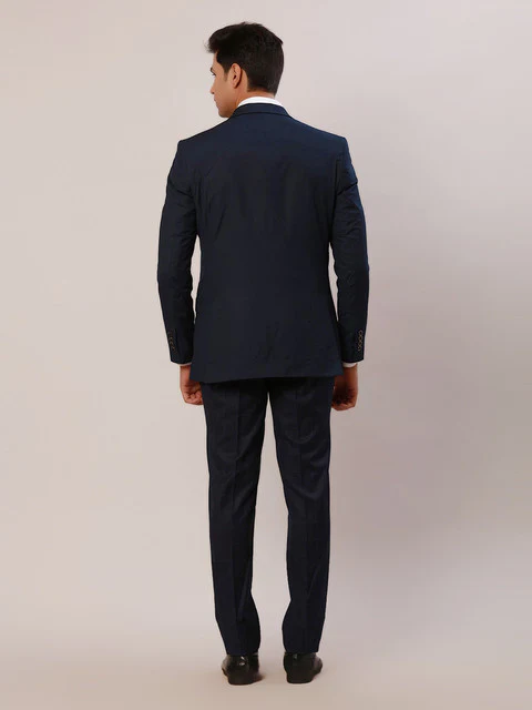 Raymond Men Blue Solid Regular Fit Polyester Blend Suit - Image 3