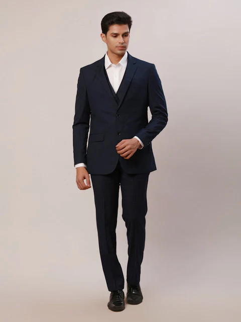 Raymond Men Blue Solid Regular Fit Polyester Blend Suit - Image 4