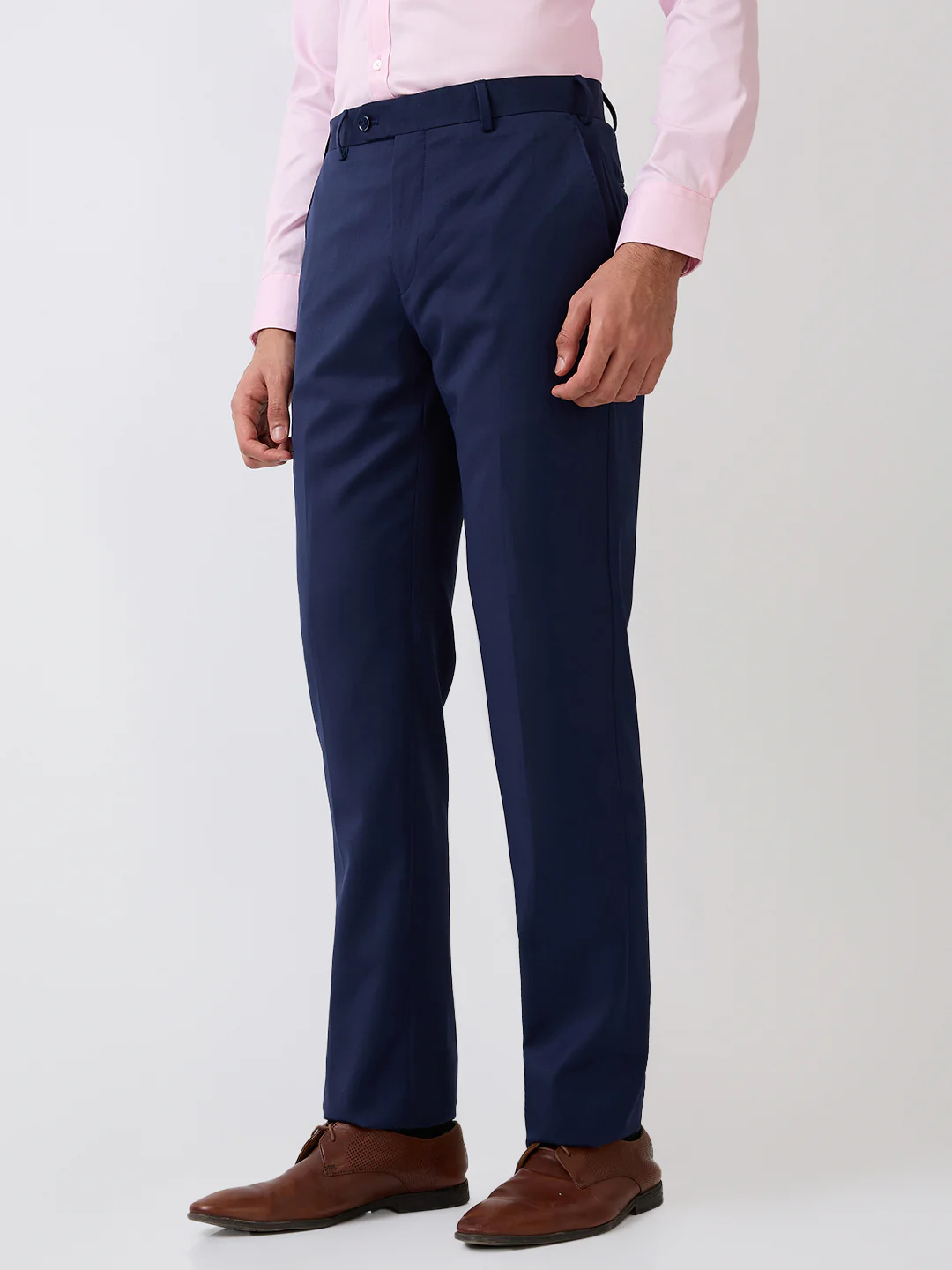 Raymond Men Blue Solid Regular Fit Polyester Blend Trouser - Image 2