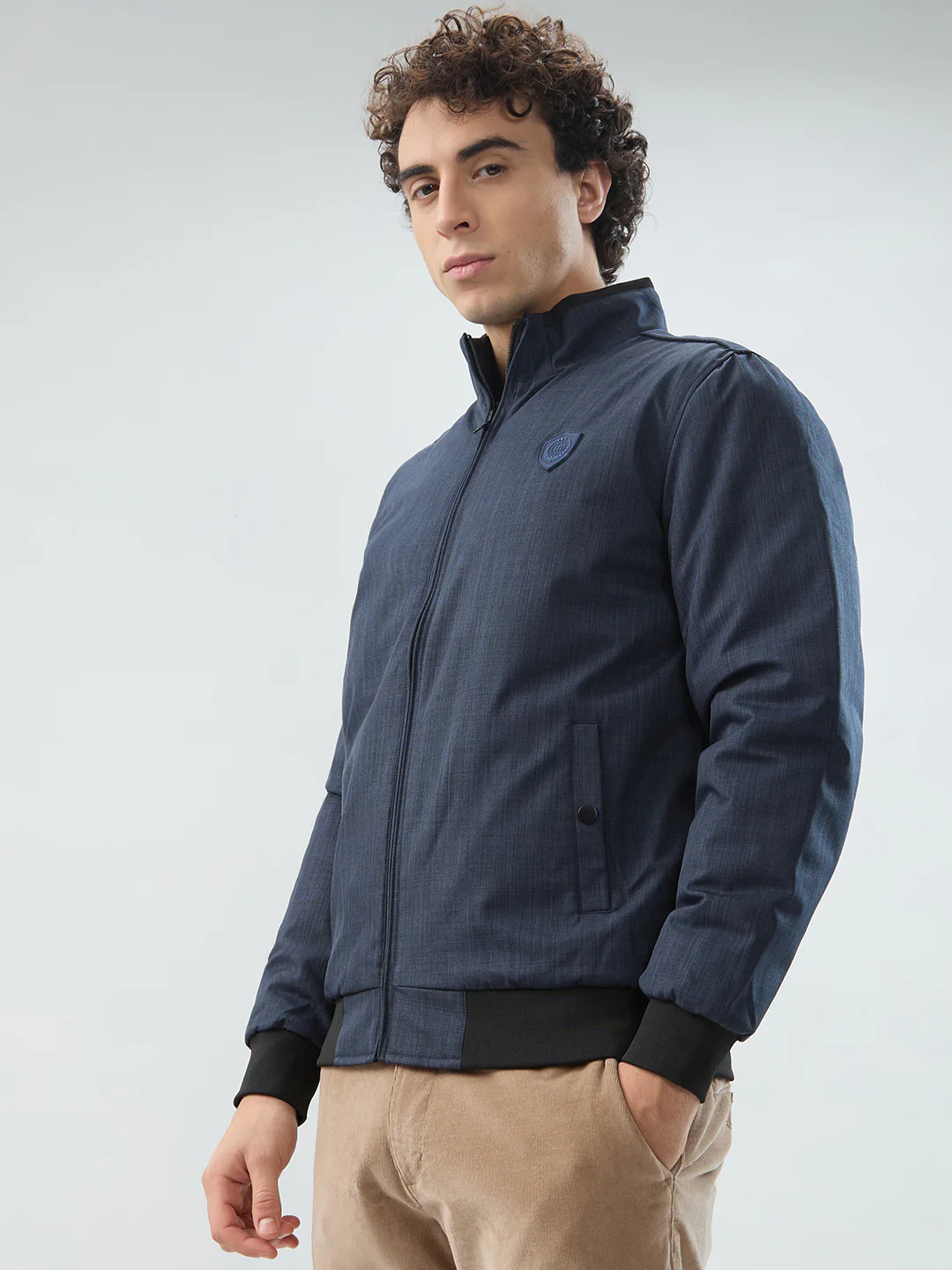 Raymond Men Blue Solid Regular Fit Polyester Jacket/Winterwear - Image 3