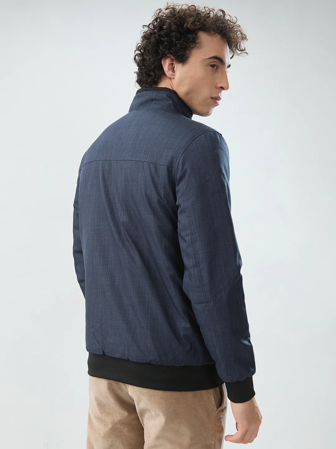 Raymond Men Blue Solid Regular Fit Polyester Jacket/Winterwear - Image 4