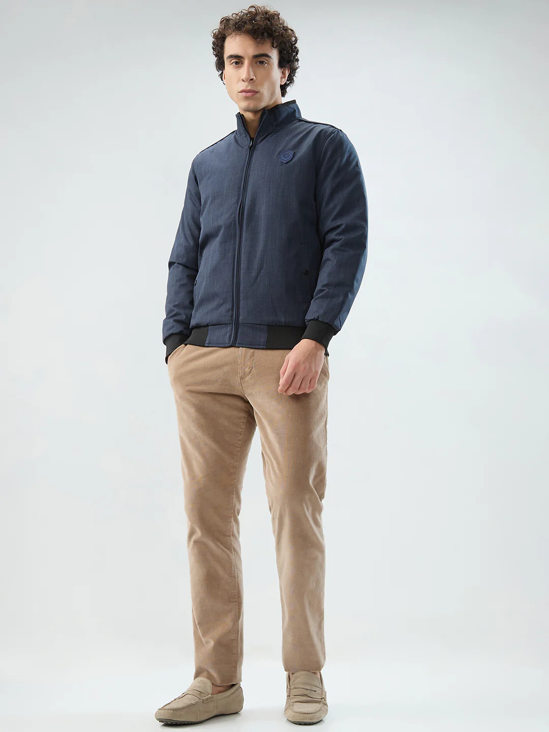 Raymond Men Blue Solid Regular Fit Polyester Jacket/Winterwear - Image 5