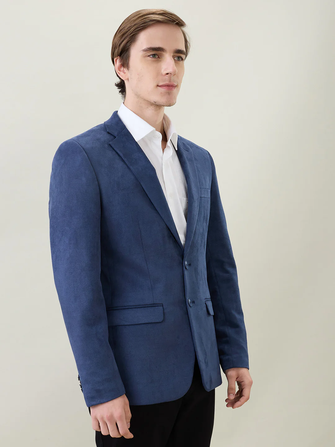 Raymond Men Blue Solid Regular Fit Terylene Blend Blazer - Image 2