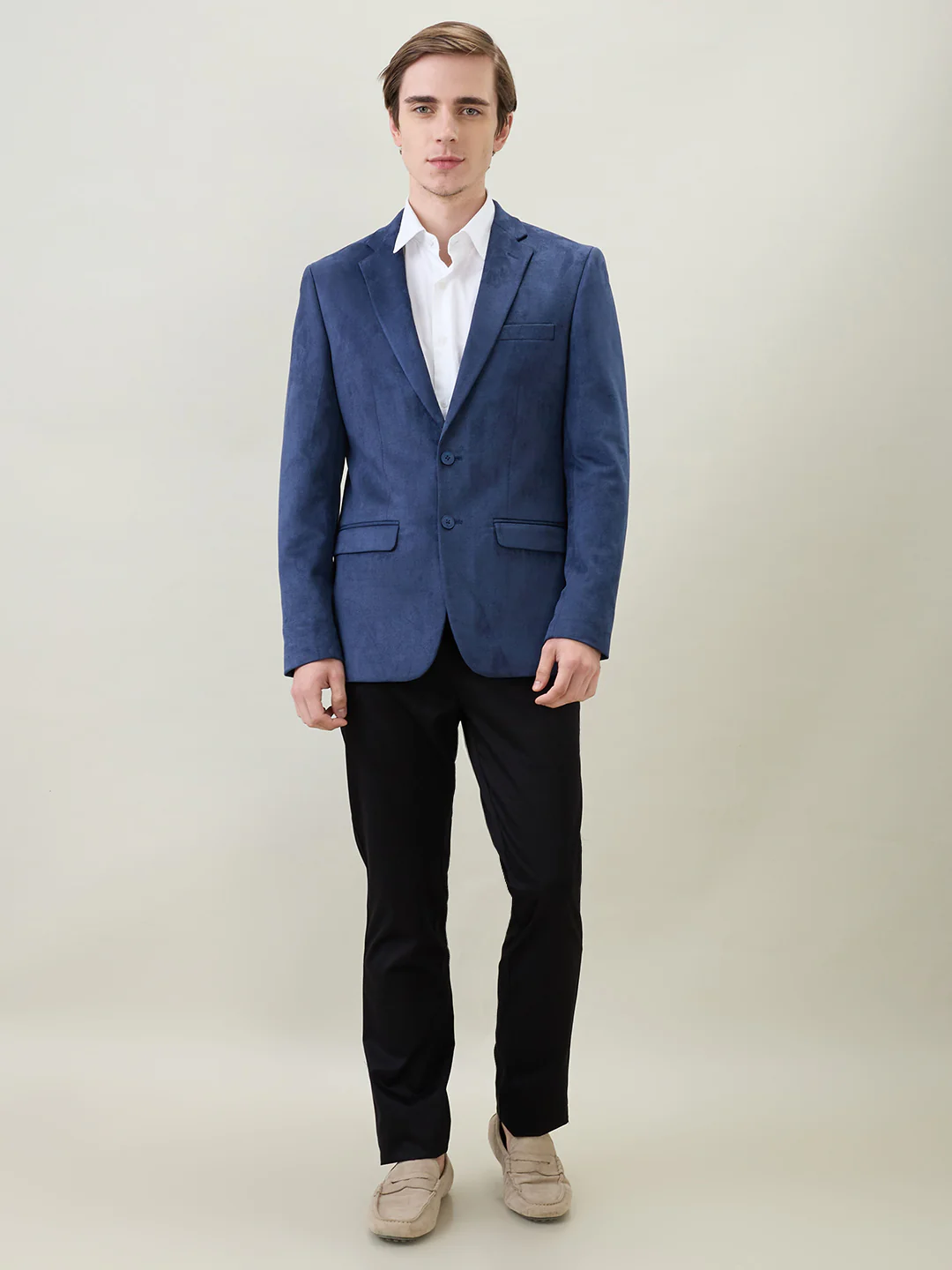 Raymond Men Blue Solid Regular Fit Terylene Blend Blazer - Image 5