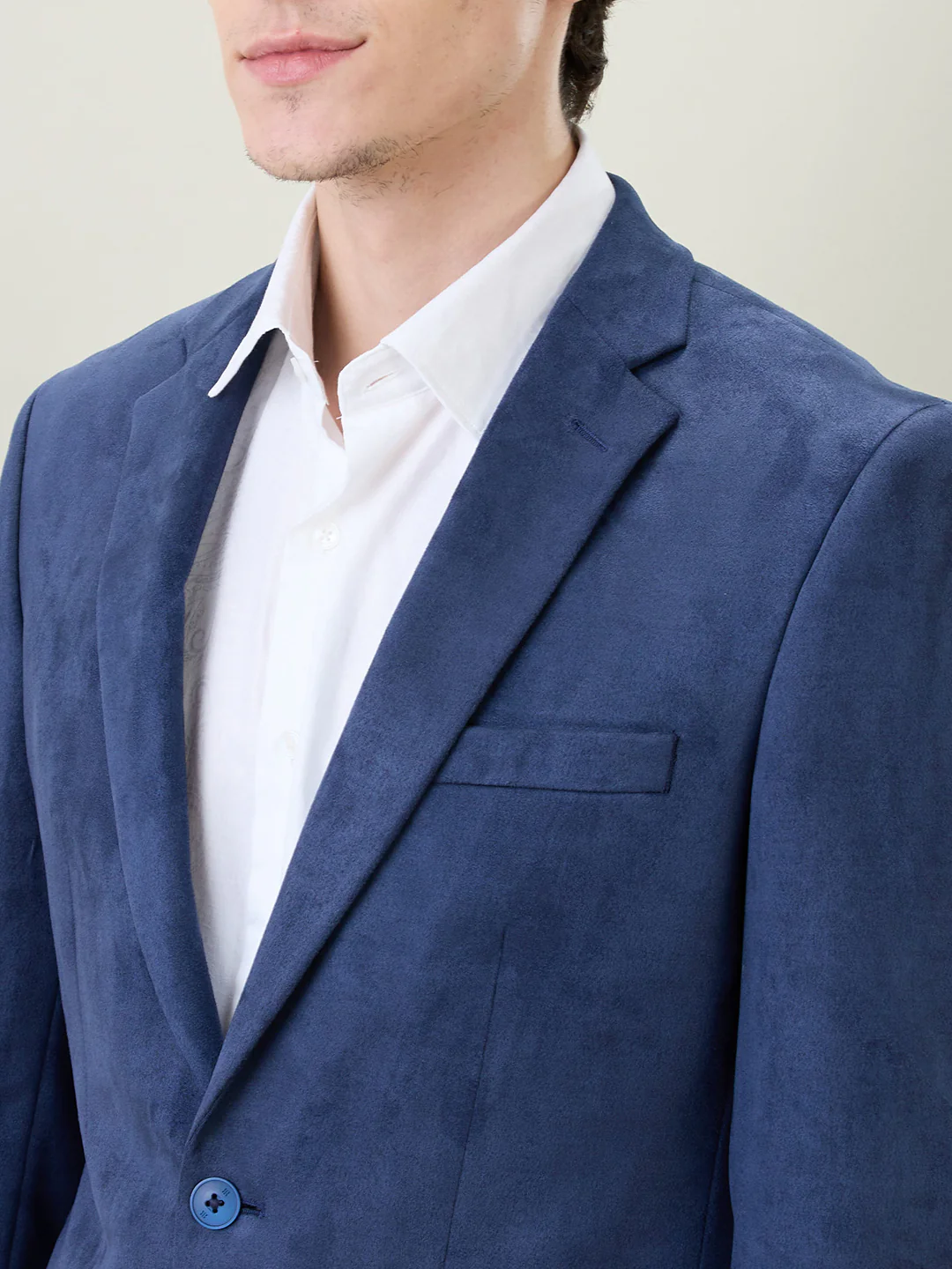 Raymond Men Blue Solid Regular Fit Terylene Blend Blazer - Image 6