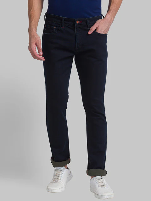 Raymond Men Blue Solid Slim Fit Cotton Blend Jeans