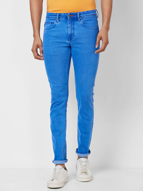 Raymond Men Blue Solid Slim Fit Cotton Blend Jeans