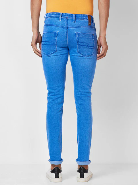 Raymond Men Blue Solid Slim Fit Cotton Blend Jeans - Image 4
