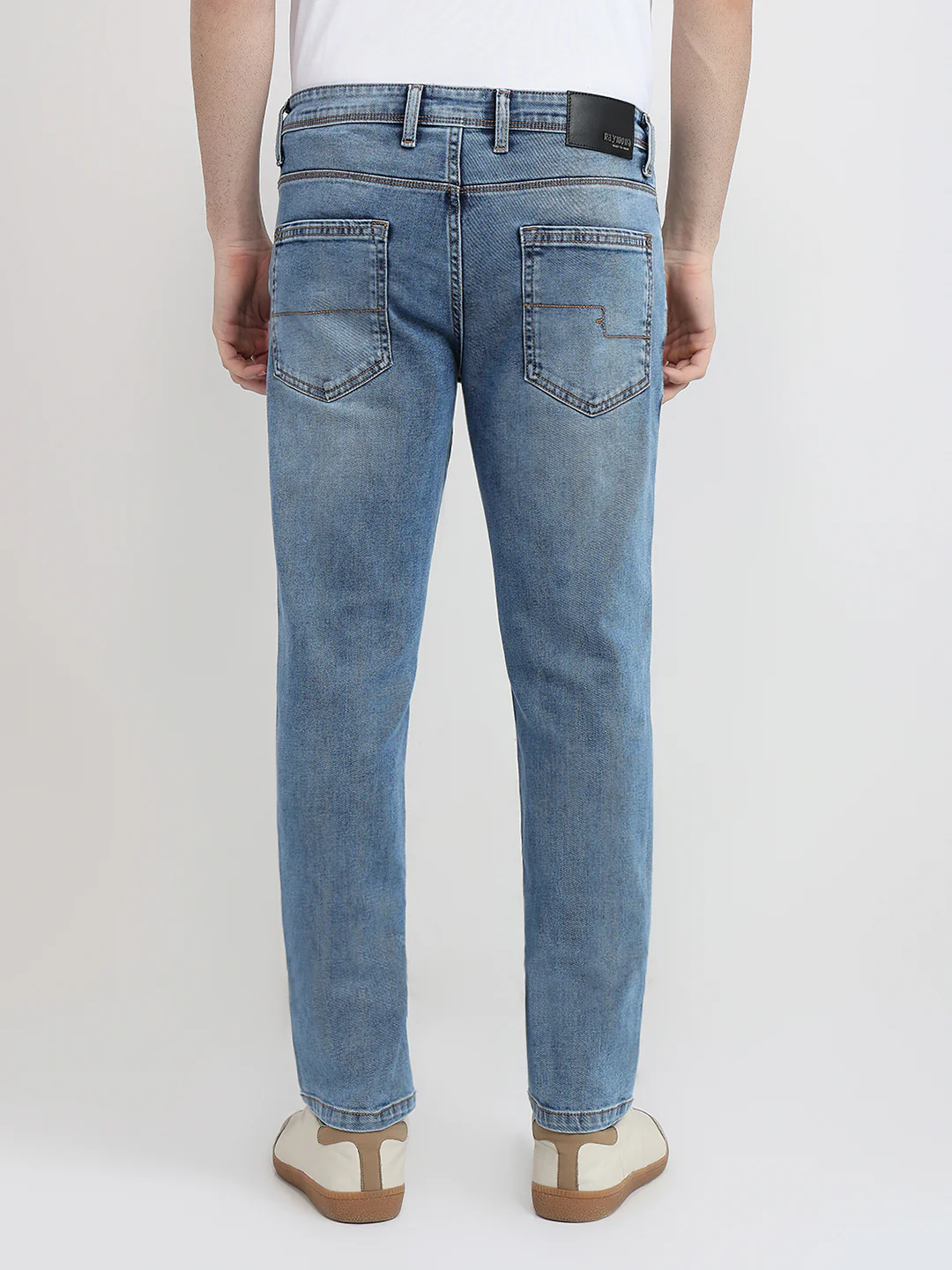 Raymond Men Blue Solid Slim Fit Cotton Blend Jeans - Image 4