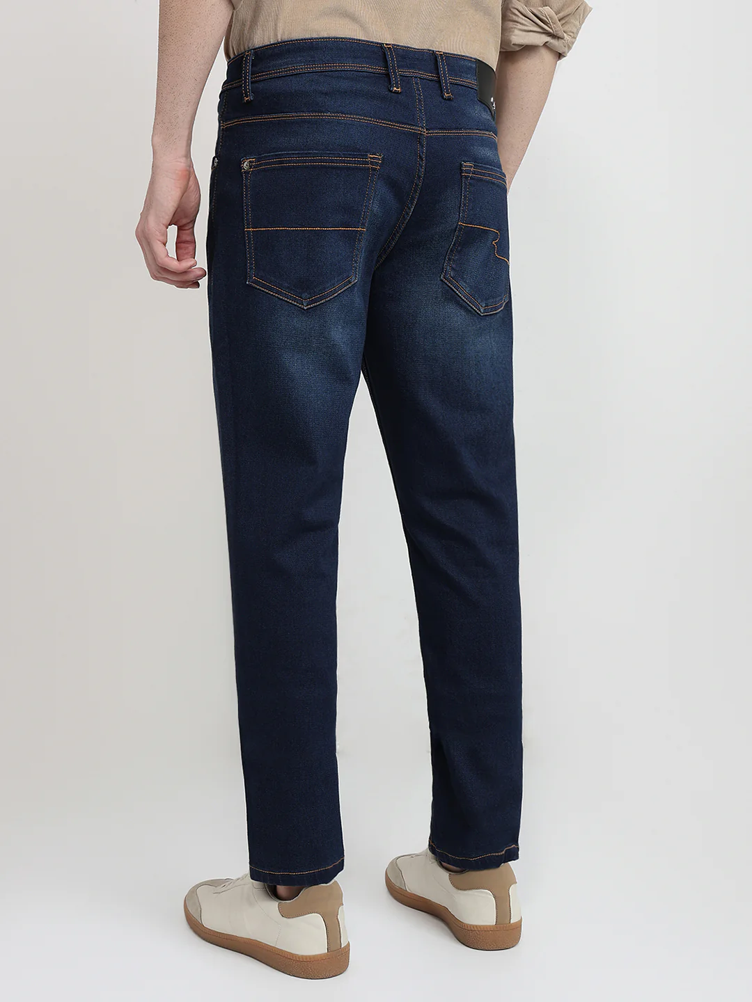 Raymond Men Blue Solid Slim Fit Cotton Blend Jeans - Image 4