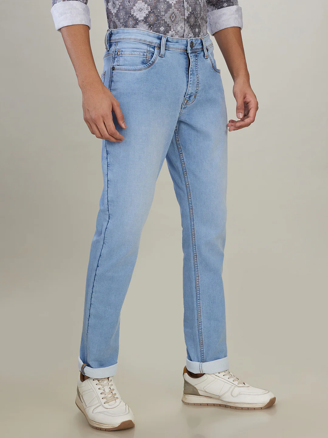 Raymond Men Blue Solid Slim Fit Cotton Blend Jeans - Image 2