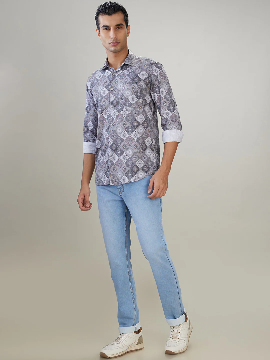 Raymond Men Blue Solid Slim Fit Cotton Blend Jeans - Image 5