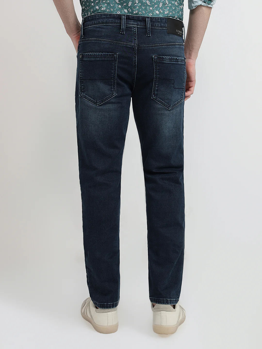 Raymond Men Blue Solid Slim Fit Cotton Blend Jeans - Image 4