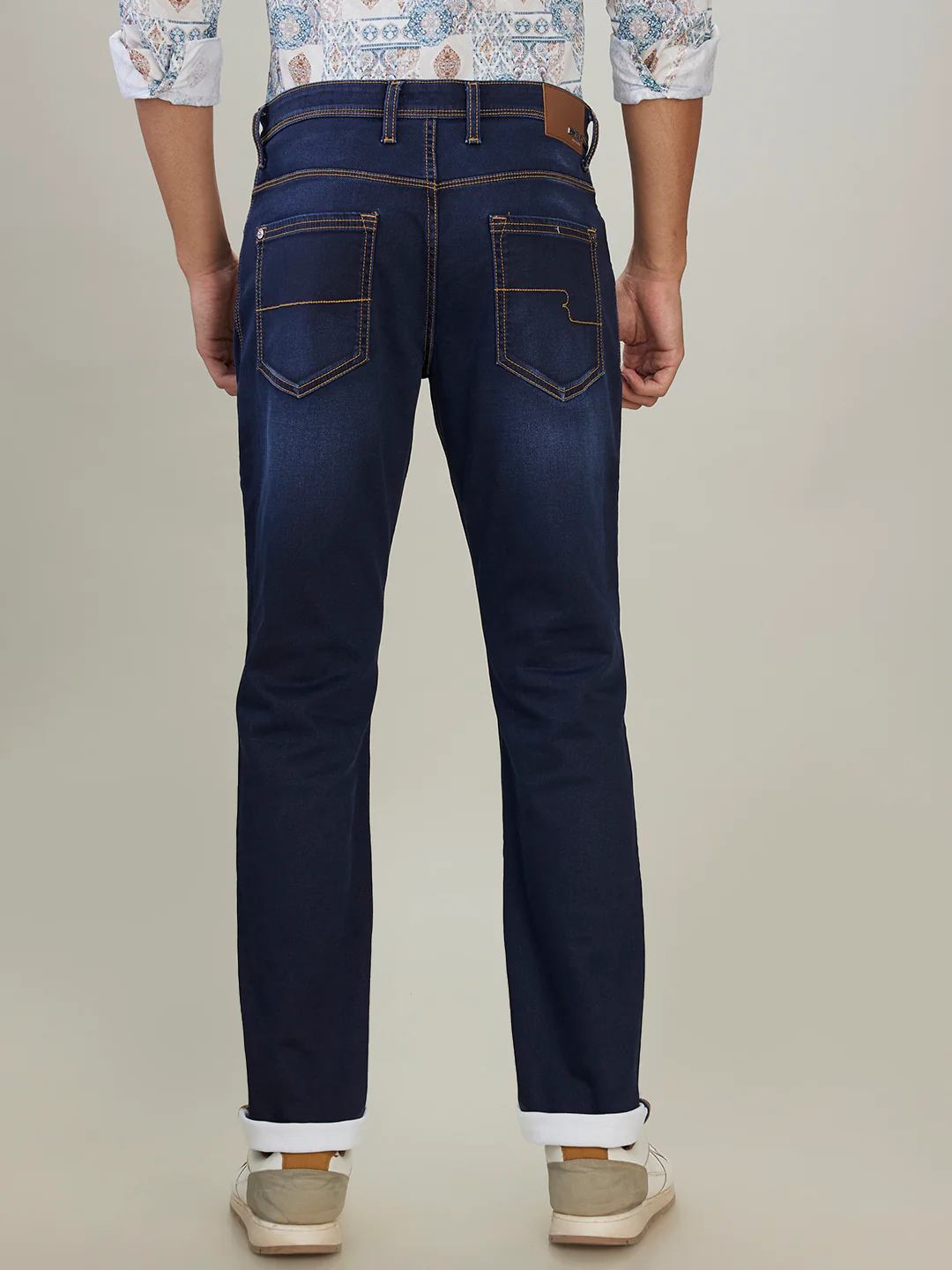 Raymond Men Blue Solid Slim Fit Cotton Blend Jeans - Image 4