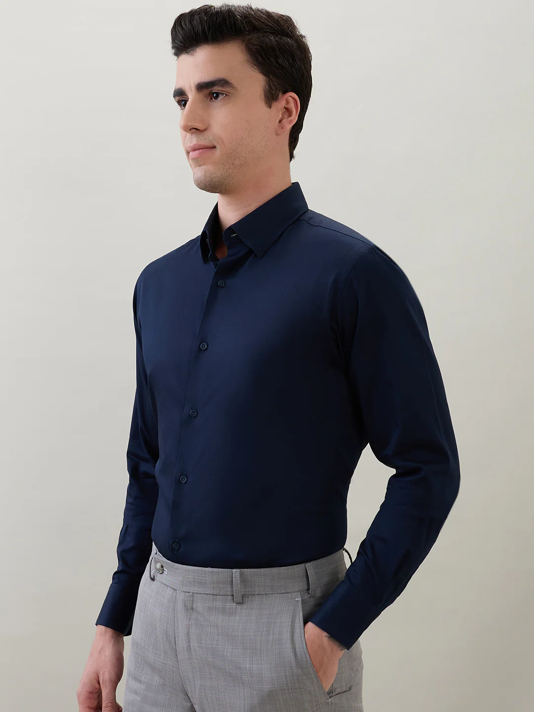 Raymond Men Blue Slim Fit Solid Formal Shirt - Image 3