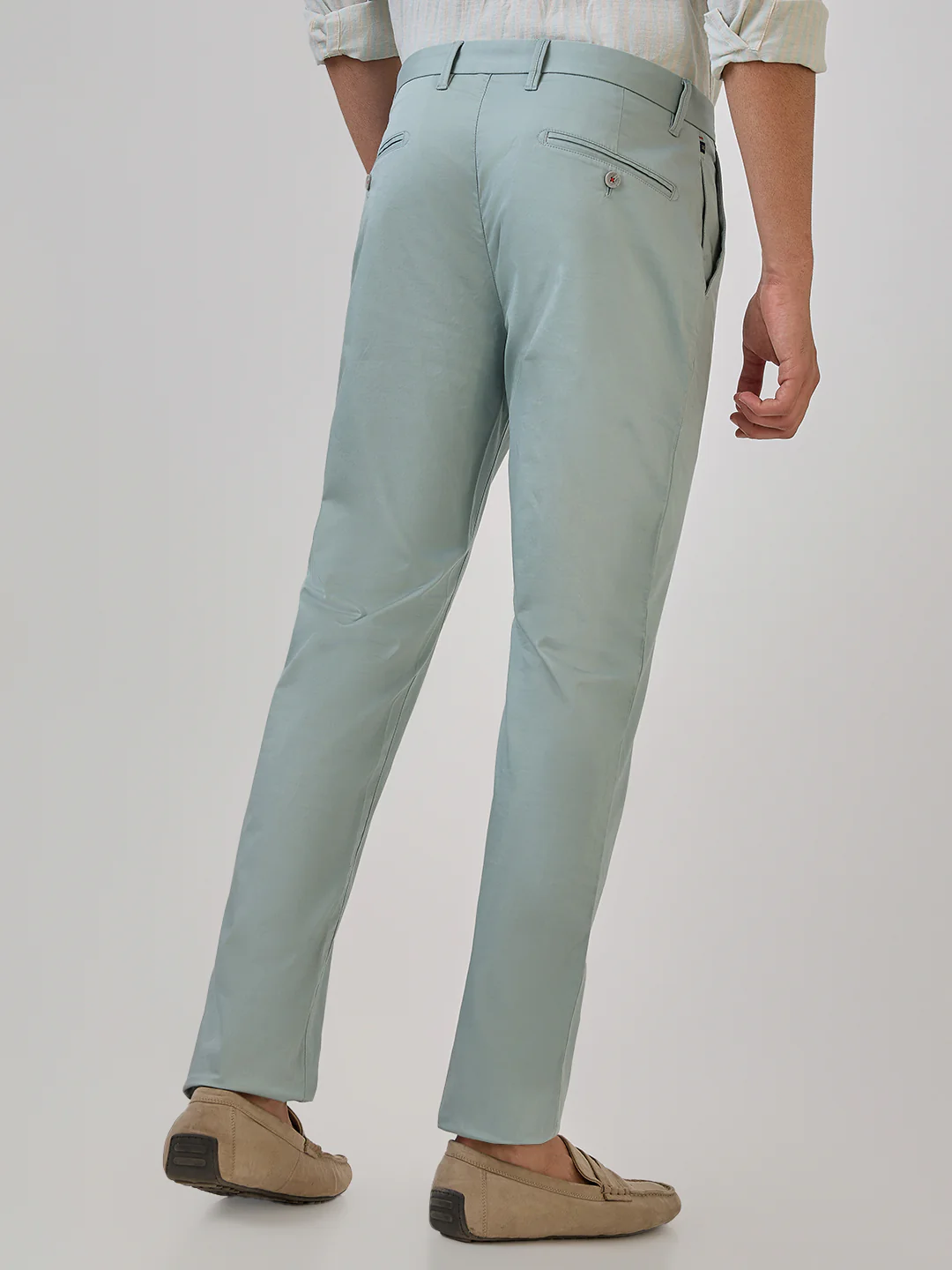 Raymond Men Blue Solid Slim Fit Cotton Blend Trouser - Image 4