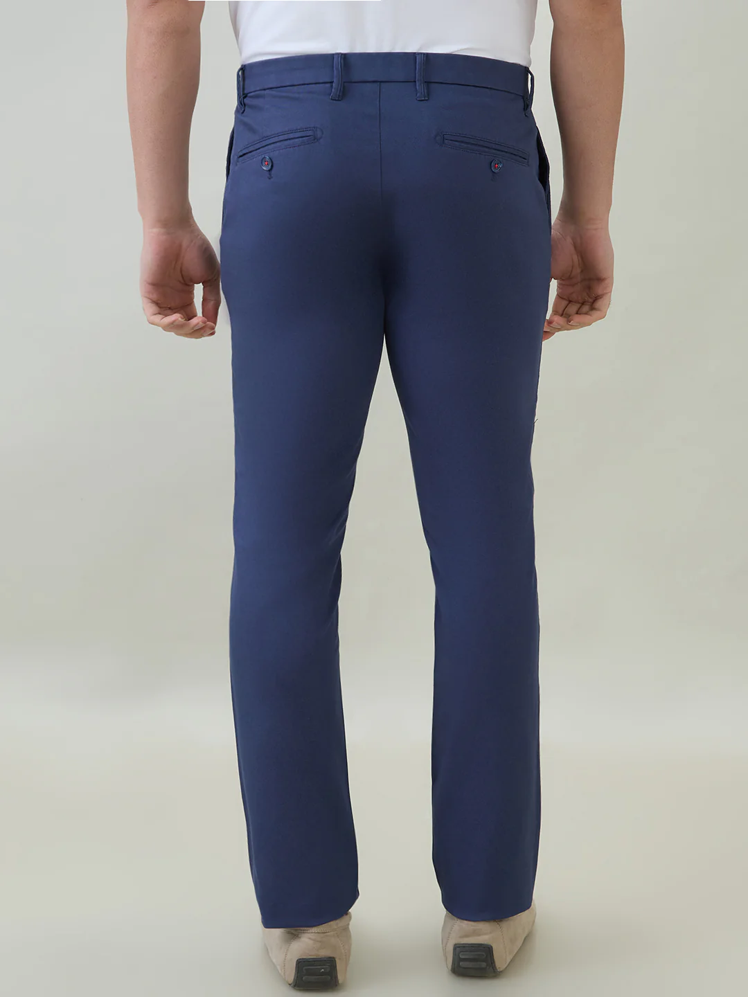 Raymond Men Blue Solid Slim Fit Cotton Blend Trouser - Image 4