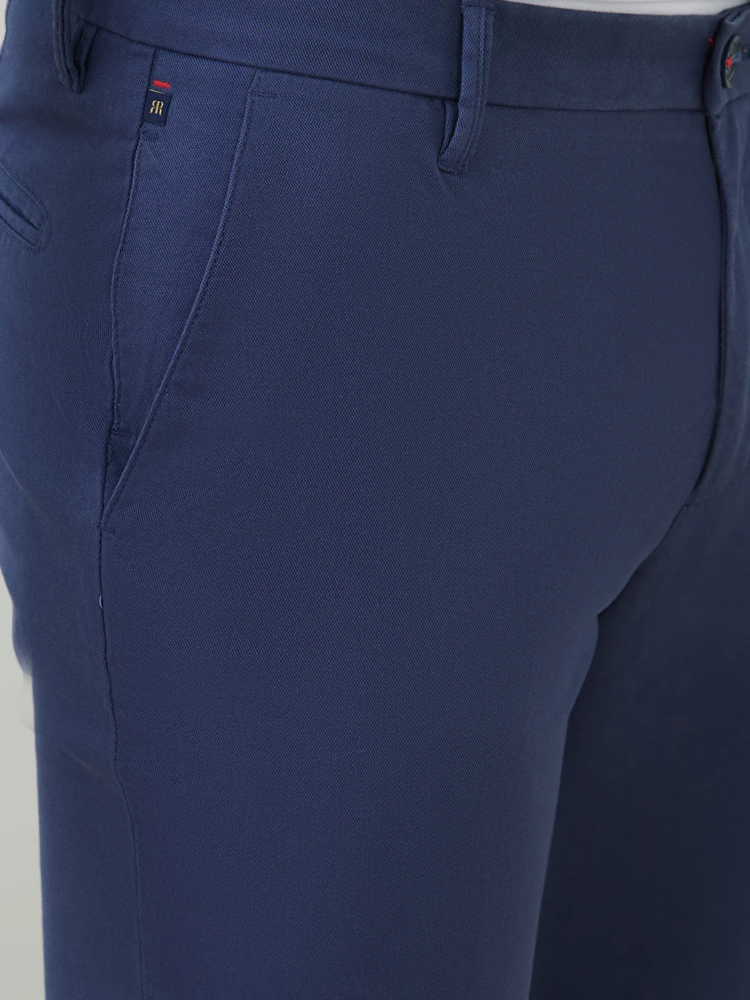 Raymond Men Blue Solid Slim Fit Cotton Blend Trouser - Image 6