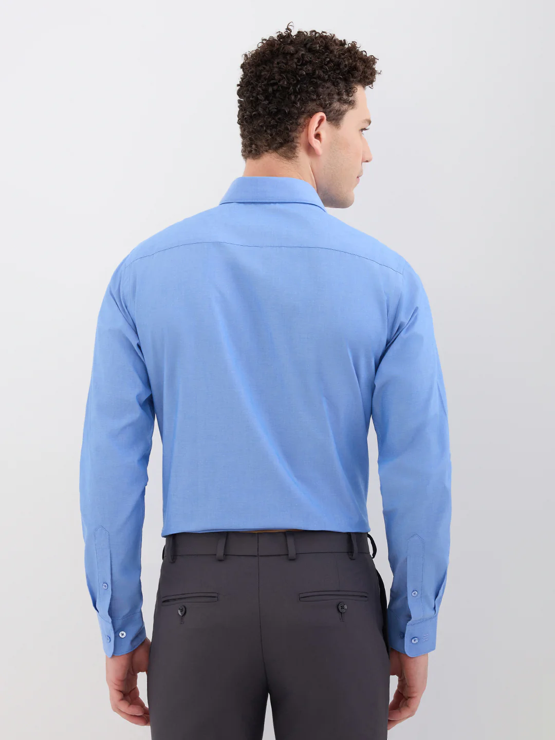 Raymond Men Blue Solid Slim Fit Cotton Formal Shirt - Image 4