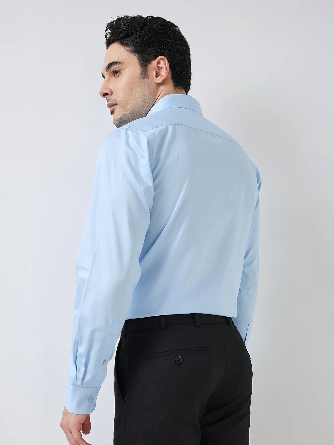 Raymond Men Blue Solid Slim Fit Cotton Formal Shirt - Image 4