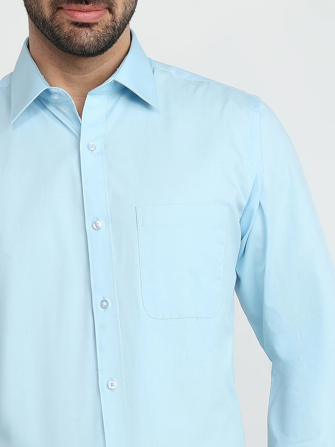 Raymond Men Blue Solid Slim Fit Cotton Formal Shirt - Image 6