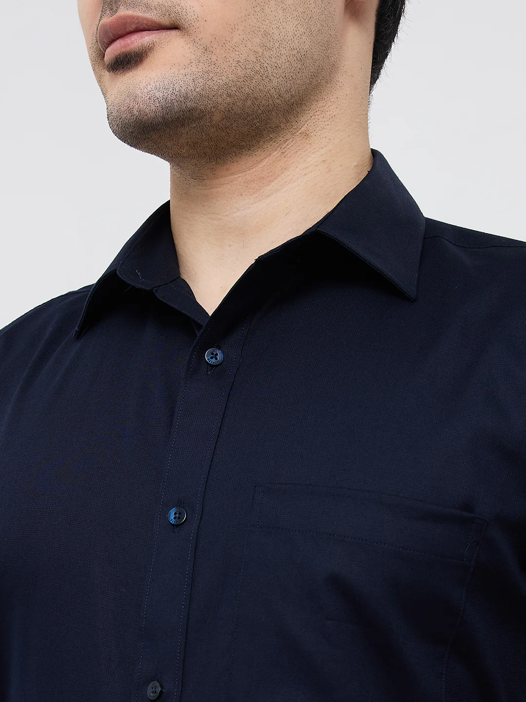 Raymond Men Blue Solid Slim Fit Cotton Shirt - Image 6
